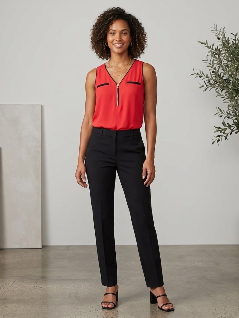 Express Piped Zip Front Hudson Tank Top (001)